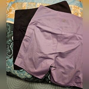 LAUNDRY - Shelli Segal Biker Yoga Gym Running Exercise shorts NWT L PURPLE BLACK
